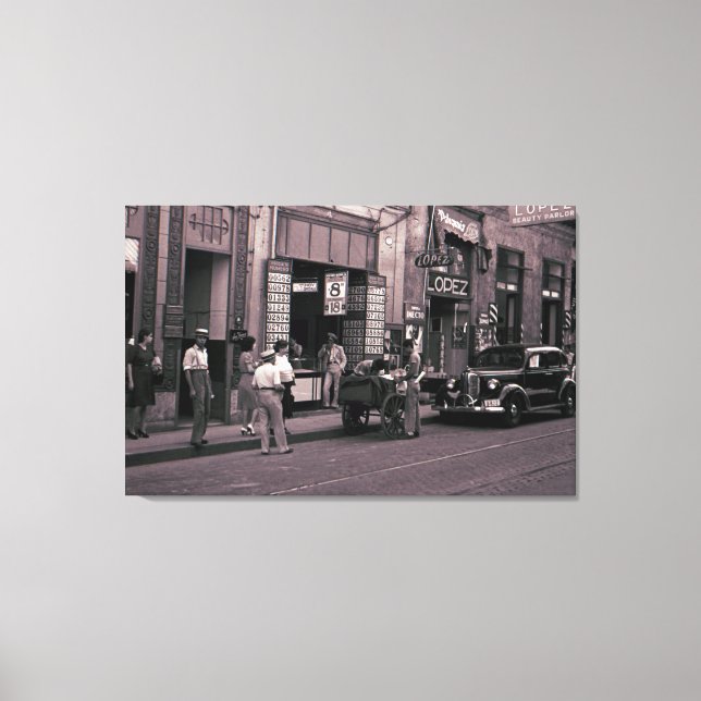 Toile 1940 Espagne Street Photography Lopez Beauty Parlo (Recto)