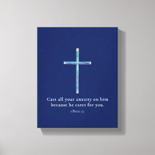 Toile 1 Pierre 5:7 Croix minimaliste