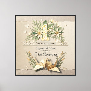 Toile 1ère Anniversaire de Mariage en Papier Découpe de
