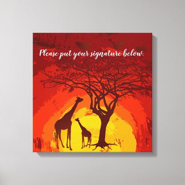 Toile 20"x20" Signature Canvas African Safari Giraffe Su (Recto)