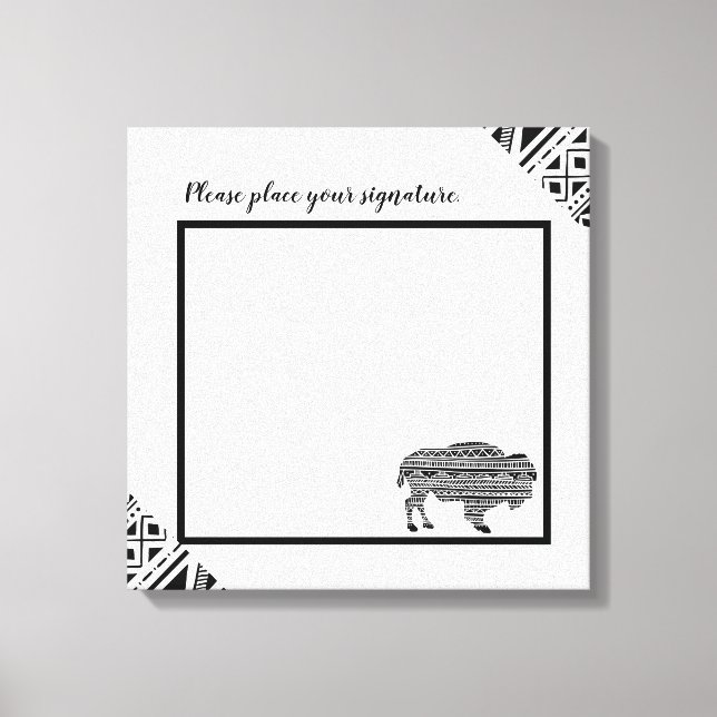 Toile 20"x20" Signature Canvas Boho Buffalo Tribal Patte (Recto)