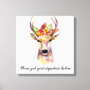Toile 20"x20" Signature Canvas cerf de bouho Buck Head B