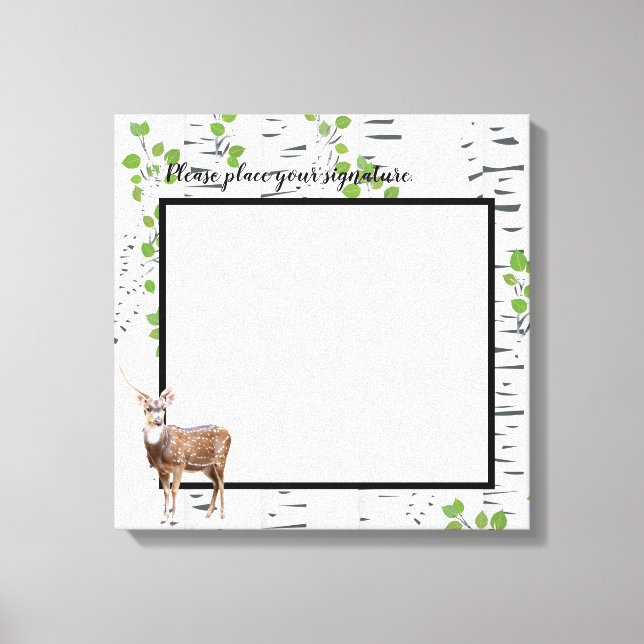 Toile 20"x20" Signature Canvas Deer Doe Buck Woodland Hu (Recto)