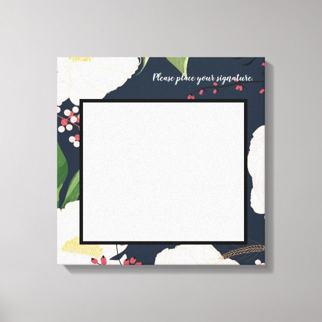 Toile 20"x20" Signature Canvas Fleurs florales blanches  (Recto)
