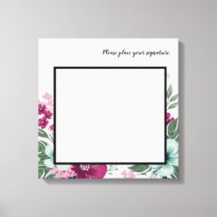 Toile 20"x20" Signature Canvas Fleurs tropicales en blan