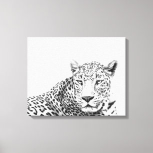 Toile 20x16 pouce Jaguar noir et blanc moderne
