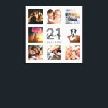 Toile 21e anniversaire photo collage blanc monogramme<br><div class="desc">Un cadeau unique de 21ème anniversaire ou de conservation, célébrant sa vie avec un collage de 8 de vos photos. Ajoutez des images de sa famille, de ses amis, de ses animaux de compagnie, de ses loisirs ou de sa destination de voyage de rêve. Personnalisez et ajoutez un nom, 21...</div>
