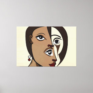 Toile 23_007, Portrait Woman, Cubist Abstrait Art