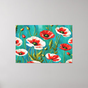 Toile 24_006, Rouge et blanc, Fleurs de pavots, Grand Ga