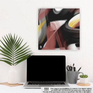 Toile 24x24" Tendance Art Abstrait Noir Blanc Poudre