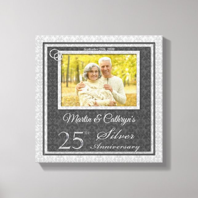 Toile 25e anniversaire 12x12 Photo personnalisée (Recto)