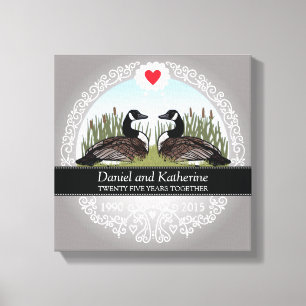 Toile 25e anniversaire Mariage personnalisé, Oies