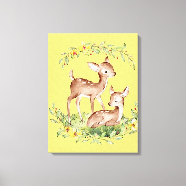 Toile 2 crevettes de cerfs dans un jardin fleuri (Recto)
