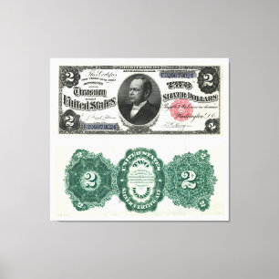 Toile 2 $ Série de certificats en argent de billets 1891