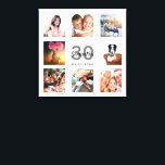 Toile 30e anniversaire photo collage blanc monogramme<br><div class="desc">Un cadeau unique de 30e anniversaire ou de conservation, célébrant sa vie avec un collage de 8 de vos photos. Ajoutez des images de sa famille, de ses amis, de ses animaux de compagnie, de ses loisirs ou de sa destination de voyage de rêve. Personnalisez et ajoutez un nom, 30...</div>