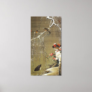 Toile 3. 雪 中 鴛 鴦 図, 冲 Canard mandarin dans la neige, Jak