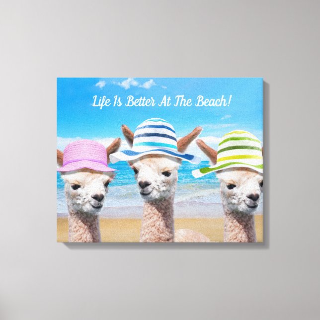 Toile 3 Alpacas La Vie Est Meilleure À La Plage ! do-it- (Recto)