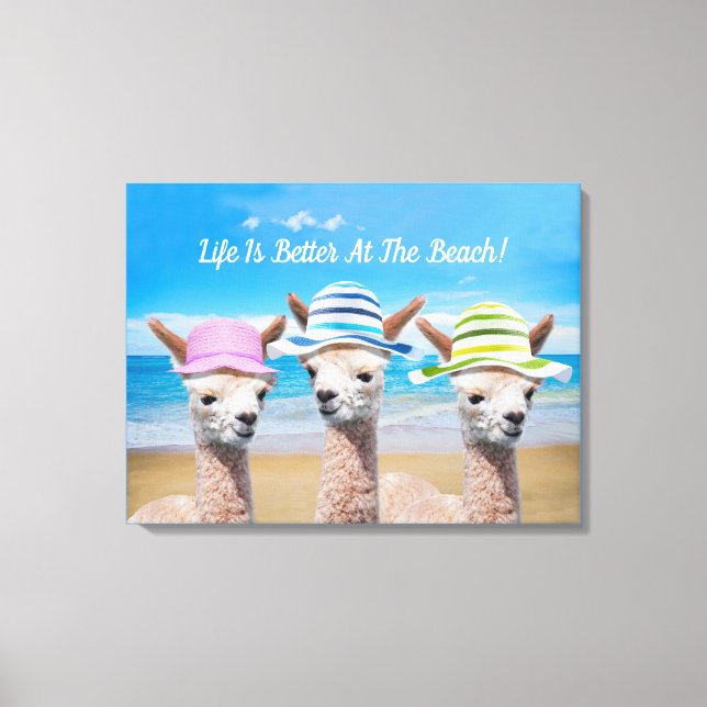Toile 3 Alpacas La Vie Est Meilleure À La Plage ! do-it- (Recto)