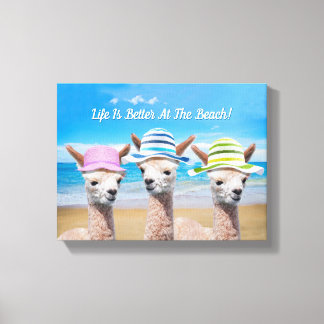 Toile 3 Alpagas La vie est meilleure à la plage ! Votre