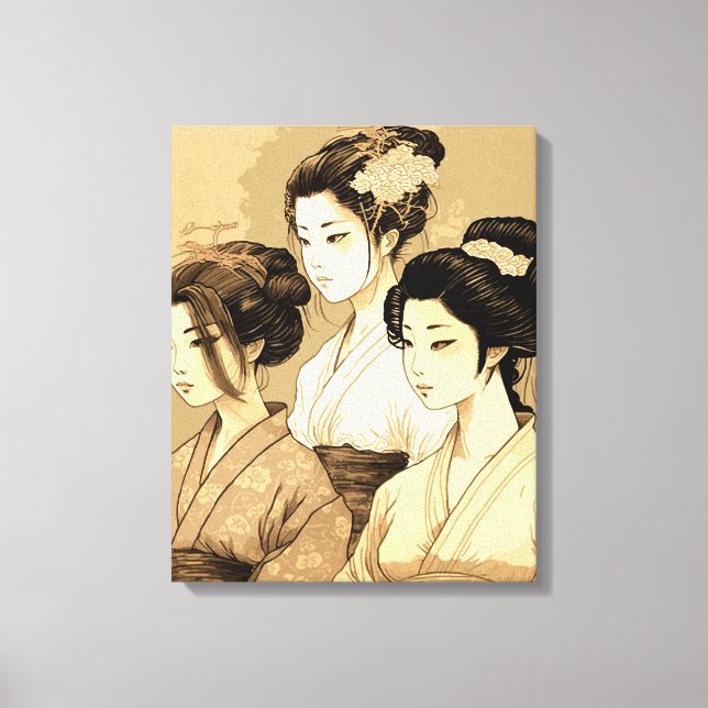 Toile 3  beautiful japanese girls (Recto)