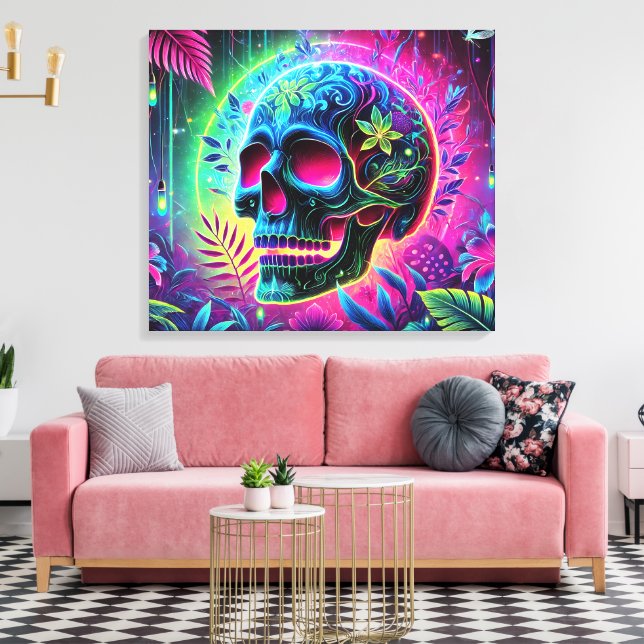 Toile 3D Colorful Skull (Insitu(Salon))