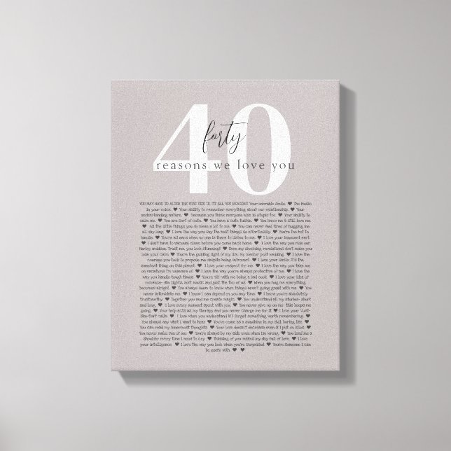 Toile 40 raisons pour lesquelles nous vous aimons tatoua (Recto)