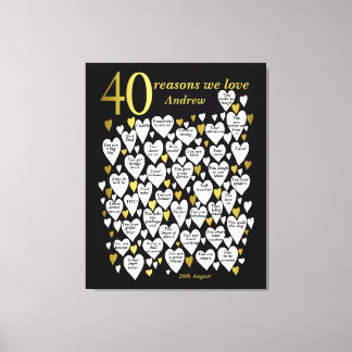 Toile 40e anniversaire 40 raisons Nous vous aimons Cadea