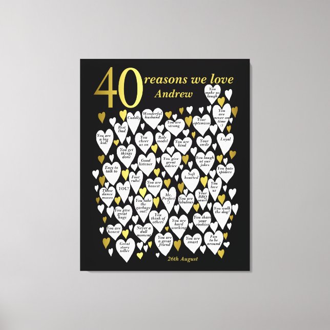 Toile 40e anniversaire 40 raisons Nous vous aimons Cadea (Recto)