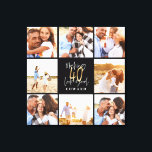 Toile 40e anniversaire or noir photo collage anniversair<br><div class="desc">Célébrez votre 40e anniversaire en style avec cet effet noir et or 40e anniversaire design. Un design moderne avec texte de script et graphismes en gras. Modifiez la couleur pour la customiser. Partie d'une collection.</div>