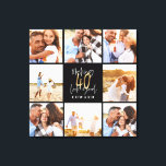 Toile 40e anniversaire or noir photo collage anniversair<br><div class="desc">Célébrez votre 40e anniversaire en style avec cet effet noir et or 40e anniversaire design. Un design moderne avec texte de script et graphismes en gras. Modifiez la couleur pour la customiser. Partie d'une collection.</div>