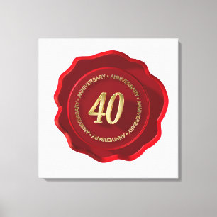 Toile 40e anniversaire sceau de cire rouge