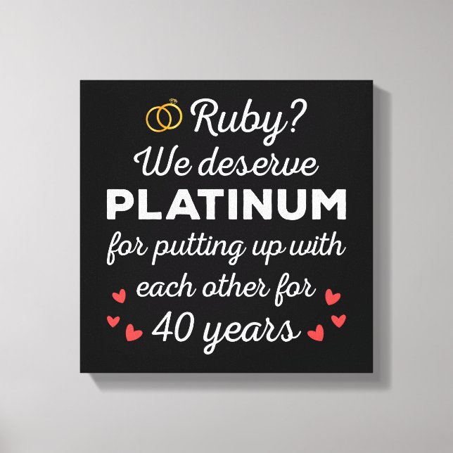 Toile 40ème anniversaire du Mariage I - Ruby Funny Coupl (Recto)