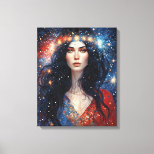 Toile 4 juillet Fête de l'Indépendance Femme Rouge Blanc