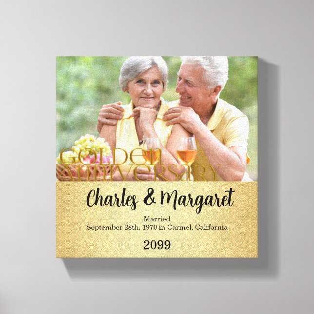 Toile 50e anniversaire 8x8 photo personnalisée (Recto)