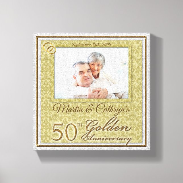 Toile 50e anniversaire 8x8 photo personnalisée (Recto)