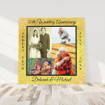 Toile 50e anniversaire de Mariage d'or Photo personnalis<br><div class="desc">Créez votre propre collage photo pour un cadeau unique 50e anniversaire de Mariage. Ce design élégant et moderne présente une palette de couleurs dorées et noires avec un effet parties scintillant et texture. Le modèle photo est mis en place pour vous permettre d'ajouter 4 de vos photos préférées des dernières...</div>