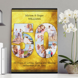 Toile 50e anniversaire de mariage multi-photo en or bros