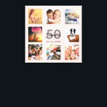 Toile 50e anniversaire rose or rose pâle nom photo<br><div class="desc">Un cadeau unique de 50e anniversaire ou de conservation, célébrant sa vie avec un collage de 8 de vos photos. Ajoutez des images de sa famille, de ses amis, de ses animaux de compagnie, de ses loisirs ou de sa destination de voyage de rêve. Personnalisez et ajoutez un nom, 50...</div>