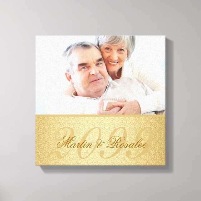 Toile 50ème anniversaire de Mariage d'or Damask Photo 12 (Recto)