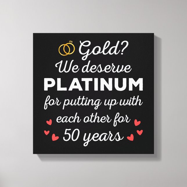 Toile 50ème anniversaire de Mariage I - Gold Funny Coupl (Recto)