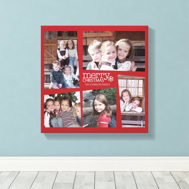 Toile 5 Photo Holiday Collage Retro Joy and Peace Green (Insitu (Plancher de Bois))