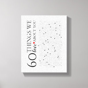 Toile 60 choses que nous aimons à votre sujet, 70e 80e a