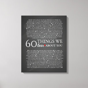 Toile 60 choses que nous aimons chez vous, 70e, 80e anni