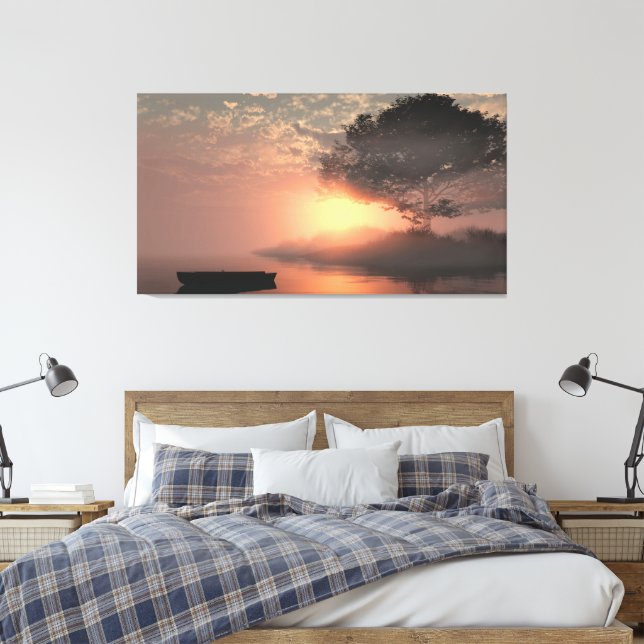 Toile 60" x 40" Canvas Art with "Misty Island" image (Insitu(Chambre))