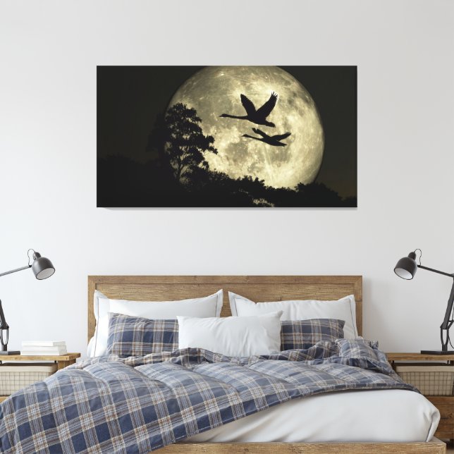 Toile 60 x 40 Canvas Art with "Swans in the Moon" image (Insitu(Chambre))
