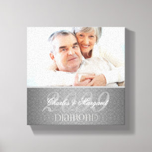 Toile 60e anniversaire de diamant Argent Damas 8x8 Photo
