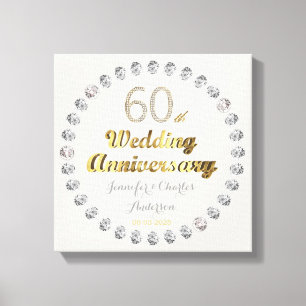 Toile 60e Anniversaire du Mariage diamant Typographie de