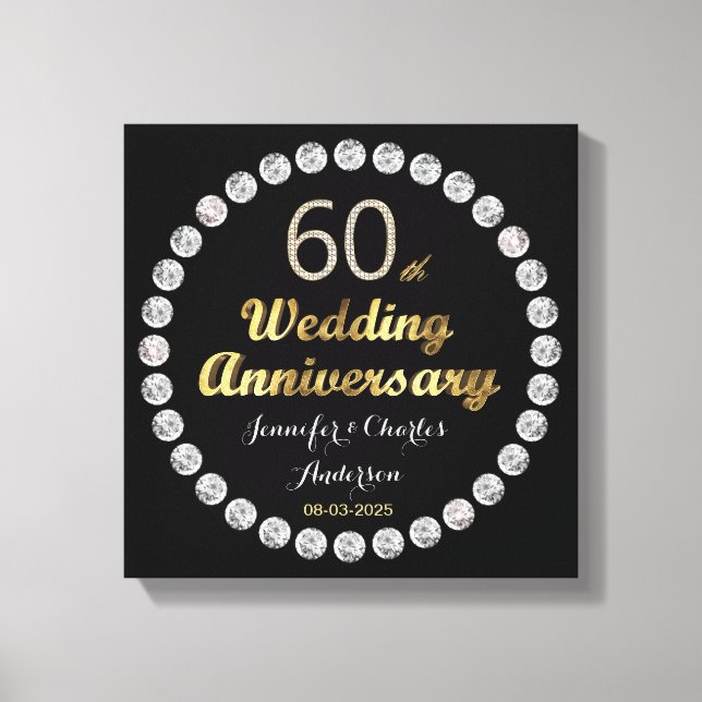 Toile 60e Anniversaire du Mariage diamant Typographie de (Recto)