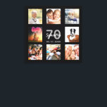 Toile 70e anniversaire personnalisé photo collage noir m<br><div class="desc">Un cadeau unique de 70e anniversaire ou de conservation, célébrant sa vie avec un collage de 8 de vos photos. Ajoutez des images de sa famille, de ses amis, de ses animaux de compagnie, de ses loisirs ou de sa destination de voyage de rêve. Personnalisez et ajoutez un nom, 70...</div>
