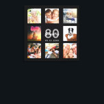 Toile 80e anniversaire photo collage noir monogramme<br><div class="desc">Un cadeau unique de 80e anniversaire ou de conservation, célébrant sa vie avec un collage de 8 de vos photos. Ajoutez des images de sa famille, de ses amis, de ses animaux de compagnie, de ses loisirs ou de sa destination de voyage de rêve. Personnalisez et ajoutez un nom, 80...</div>